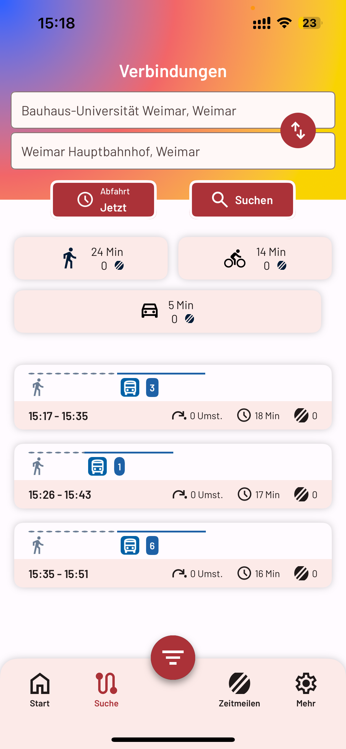 Routensuche EDIH/mytraQ-App