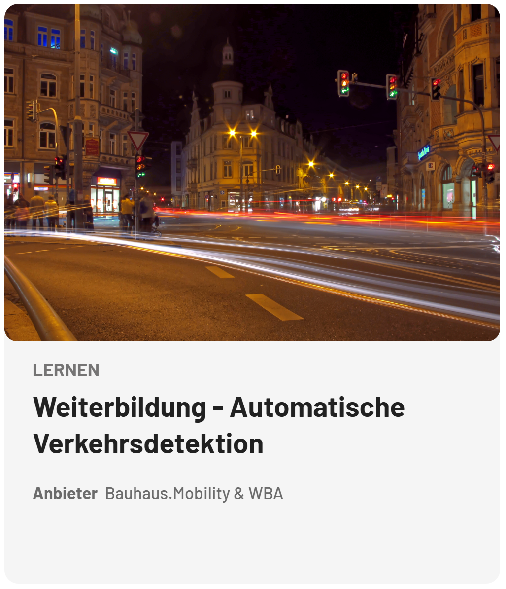 Kachel Service Weiterbildung Automatische Verkehrsdetektion